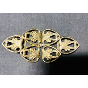 Vintage Mid-Century Filigree Belt Buckle Ornate Brass Gold-Tone Clasp 1950s